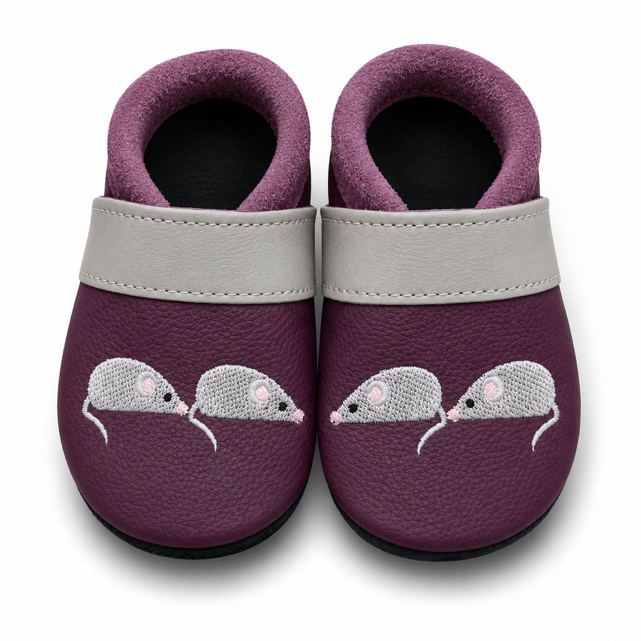 Leather Slippers Cats & Mice
