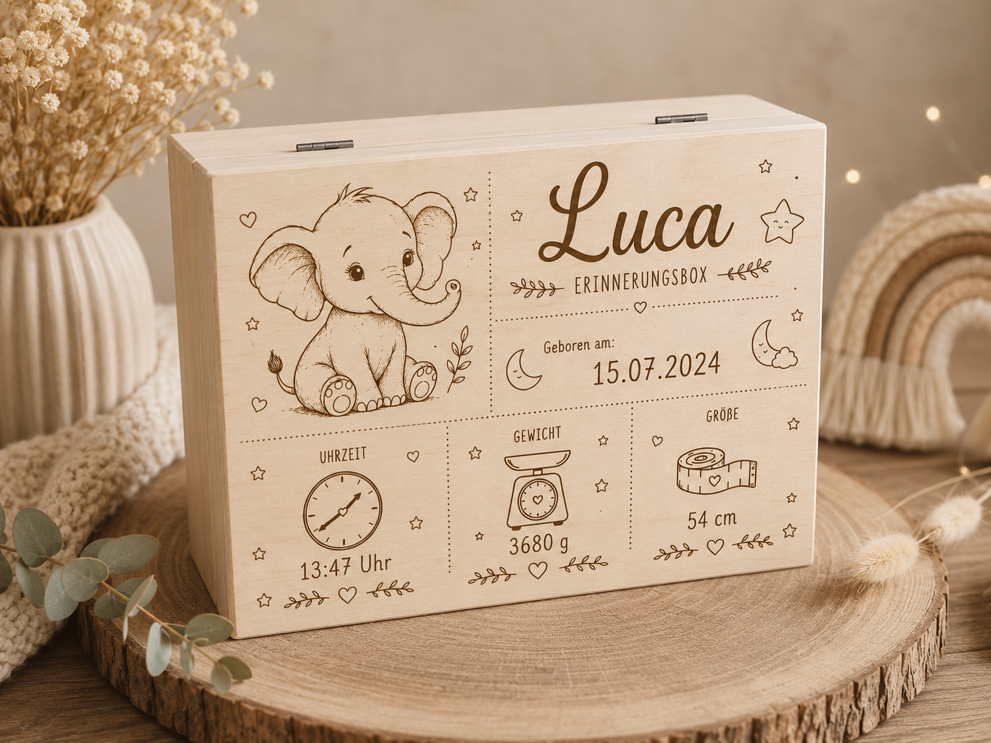 Personalisierte Erinnerungsbox Elefant