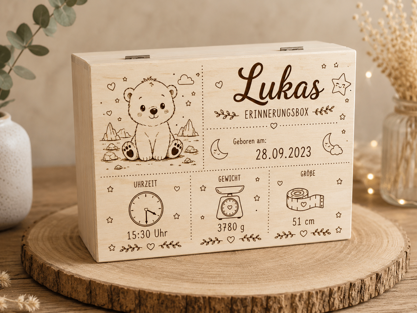 Personalisierte Erinnerungsbox Eisbär